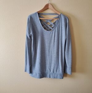 Long Sleeve Gray Lattice Top